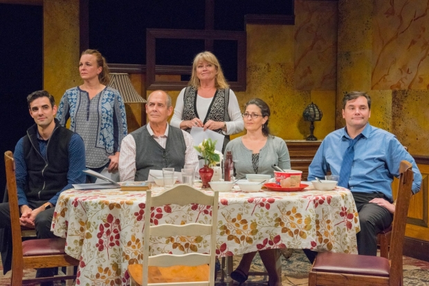 The cast of Regular Singing, directed by Weylin Symes, at New Repertory Theatre.