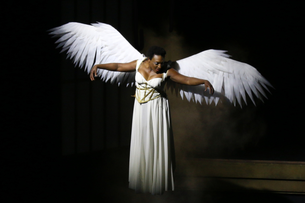 Dawn Ursula as The Angel in Round House Theatre and Olney 
Theatre Center's coproduction production of Angels in America Part I: Millennium Approaches, directed by Jason Loewith.