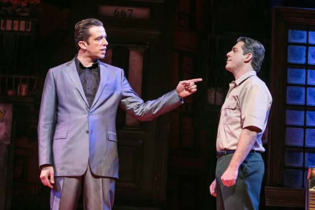 Nick Cordero shares the stage with Richard H. Blake in a scene from A Bronx Tale at Paper Mill Playhouse.