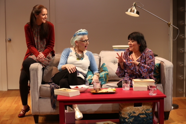 Jessica Luck, Lisa Lampanelli, and Ann Harada in a scene from Stuffed at the McGinn/Cazale Theatre.