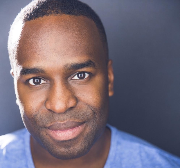 Omar Robinson plays the title role in William Shakespeare&#39;s Hamlet, directed by Doug Lockwood for Actors&#39; Shakespeare Project 
at the Church of the Covenant.