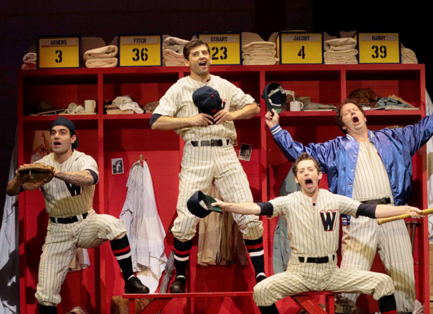 Ramin Karimloo, Tony Yazbeck, Josh Grisetti, and Shuler Hensley in the 2015 production of Prince of Broadway.
