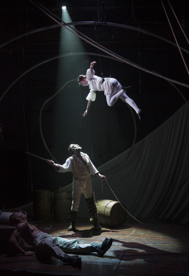 Anthony Fleming III, Christopher Donahue, and Emma Cadd in Lookingglass Theatre Company's production of Moby Dick.