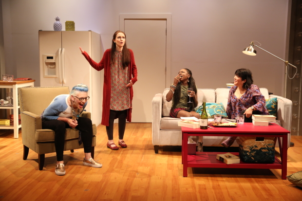Lisa Lampanelli, Jessica Luck, Zainab Jah, and Ann Harada star in Lampanelli&#39;s Stuffed, directed by Jackson Gay for Women&#39;s Project Theater at the McGinn/Cazale Theatre.