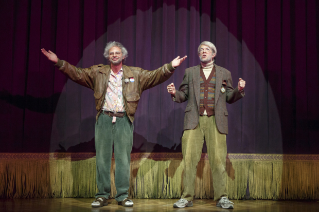 Nick Kroll and John Mulaney star in Oh, Hello on Broadway, directed by Alex Timbers, at the Lyceum Theatre.