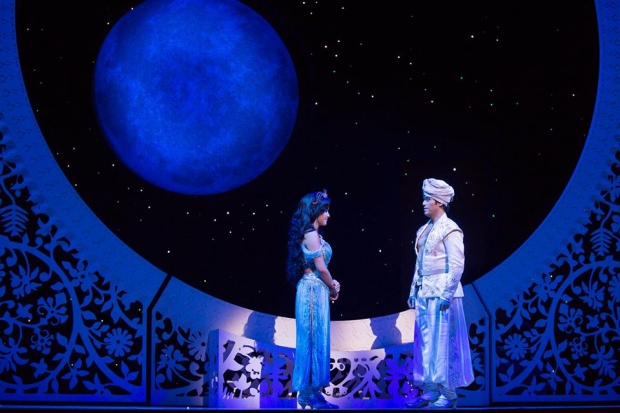 Courtney Reed and Adam Jacobs as Jasmine and Aladdin in the original Broadway cast of Aladdin.