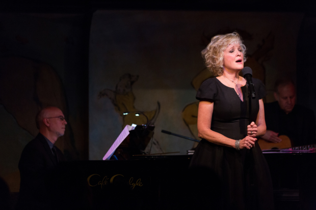 Christine Ebersole performs in After the ball flanked by music director Larry Yurman and guitarist Larry Saltzman.