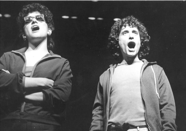 Mary Testa and Chip Zien in In Trousers at Playwrights Horizons in 1979.