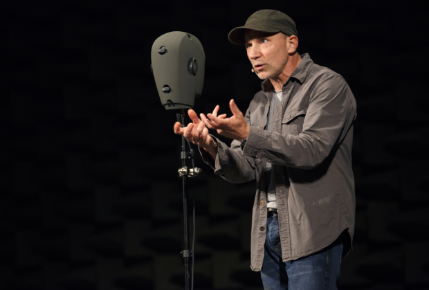 Simon McBurney in a scene from The Encounter on Broadway.
