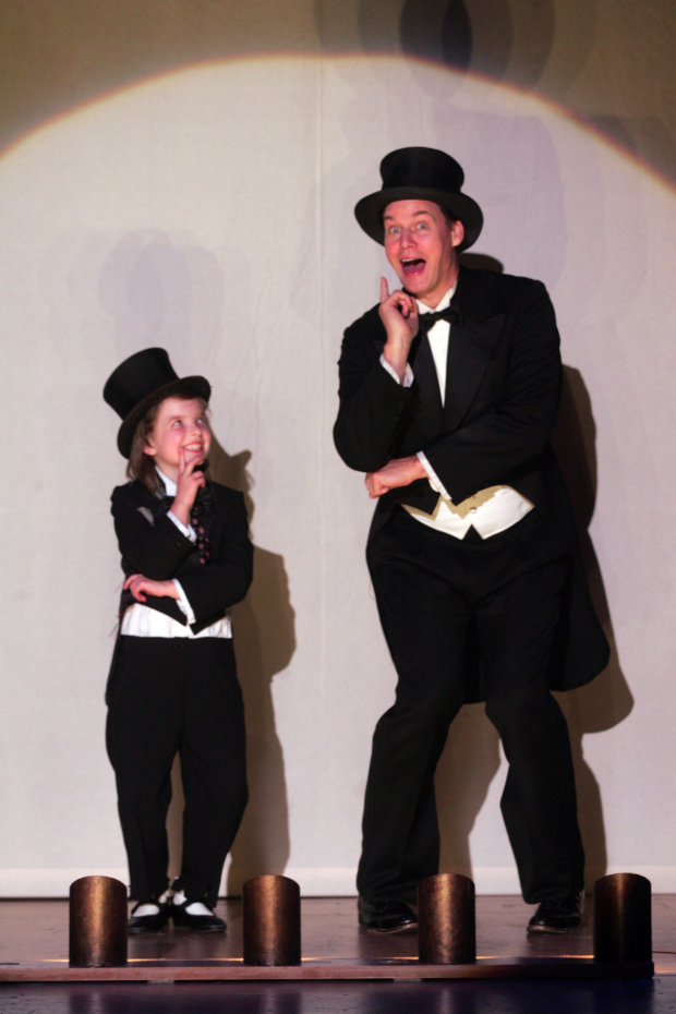 Baby Frances (Ella Briggs) and Frank Gumm (Kevin Earley) are &quot;Shooting High&quot; in Chasing Rainbows - The Road to Oz.