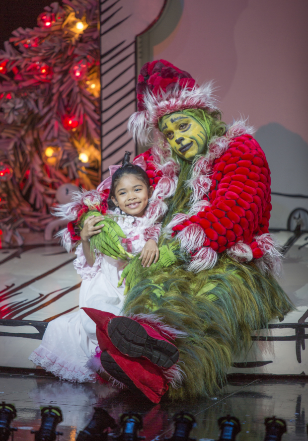 Mikee Castillo as Cindy-Lou Who and J. Bernard Calloway as The Grinch in the 18th annual production of Dr. Seuss&#39; How the Grinch Stole Christmas!