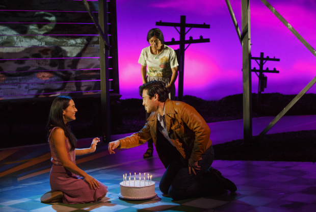 Jennifer Ikeda, Samantha Quan, and Raymond Lee in a scene from Vietgone.