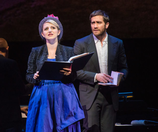 Annaleigh Ashford and Jake Gyllenhaal as Dot and Georges in the New York City Center production of Sunday in the Park With George.