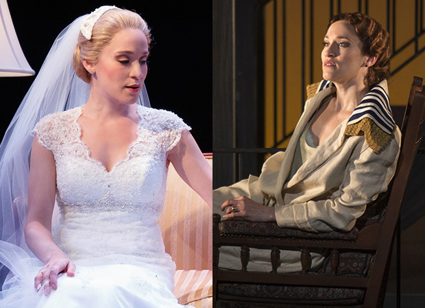 Morgan as Trish Nixon in Michael John LaChiusa&#39;s First Daughter Suite (left) at the Public Theatre and as Louisa MacPhail in LaChiusa&#39;s Rain at the Old Globe.