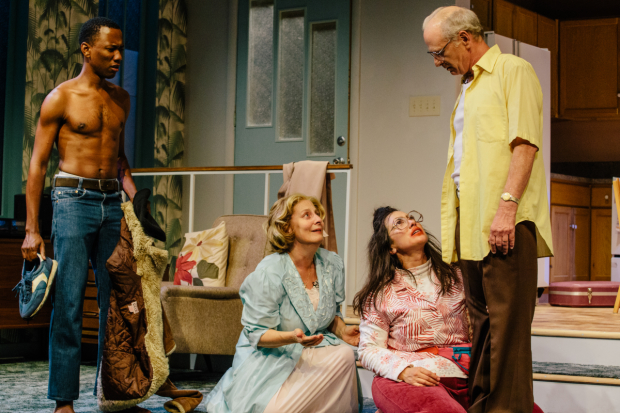 Giovanni Adams, Marilyn Fox, Annika Marks, and Michael Mantell in The Model Apartment, directed by Marya Mazor, at the Geffen Playhouse.