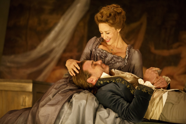 Janet McTeer and Liev Schreiber star in the Broadway revival of Christopher Hampton&#39;s Les Liaisons Dangereuses, directed by Josie Rourke, at the Booth Theatre.