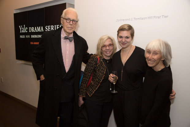 John Guare, Marsha Norman, honoree Emily Schwend, and Francine Horn at the 2016 Yale Drama Series awards.
