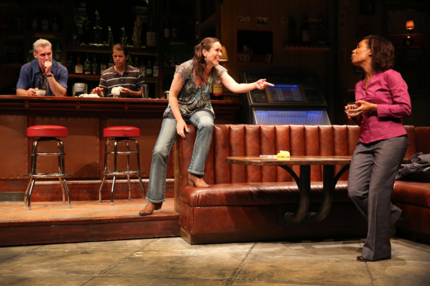 James Colby, Carlo Albán, Miriam Shor, and Michelle Wilson in Sweat, written by Lynn Nottage and directed by Kate Whoriskey.