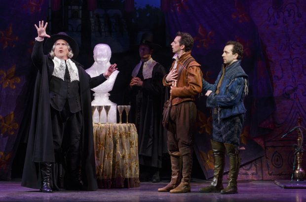 David Beach, Josh Grisetti, and Rob McClure in a scene from Broadway&#39;s Something Rotten!.