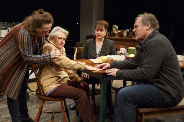 Maryann Plunkett, Roberta Maxwell, Amy Warren, and Jay O. Sanders in Women of a Certain Age, Play Three of The Gabriels: Election Year in the Life of One Family, written and directed by Richard Nelson at The Public Theater. 