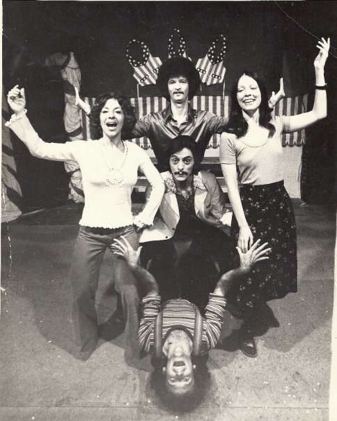 Piper (left) performing with the improv group Sons of the Sunset, which included the legendary Robin Williams (bottom center).