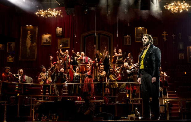 Josh Groban (right) leads a cast of actor-musicians in Natasha, Pierre &amp; The Great Comet of 1812.