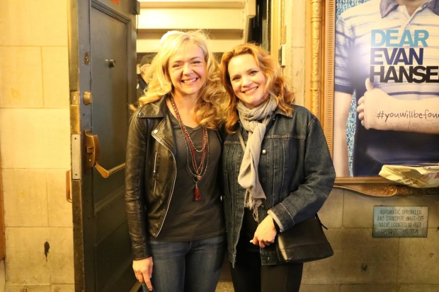 Rachel Bay Jones and Jennifer Laura Thompson pose after their first preview.