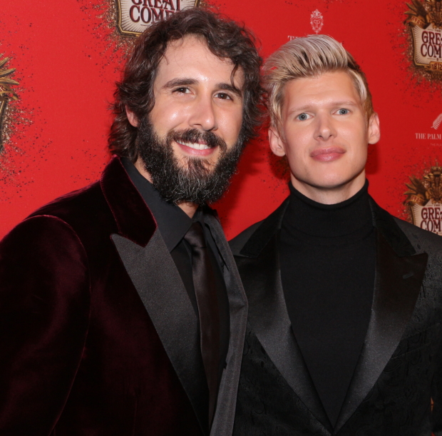 Josh Groban and Lucas Steele take a photo at the opening night party for  Natasha, Pierre &amp; The Great Comet of 1812.