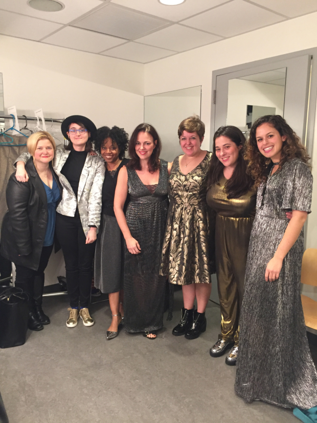 The Sweet Charity band pose backstage with their orchestrator. 