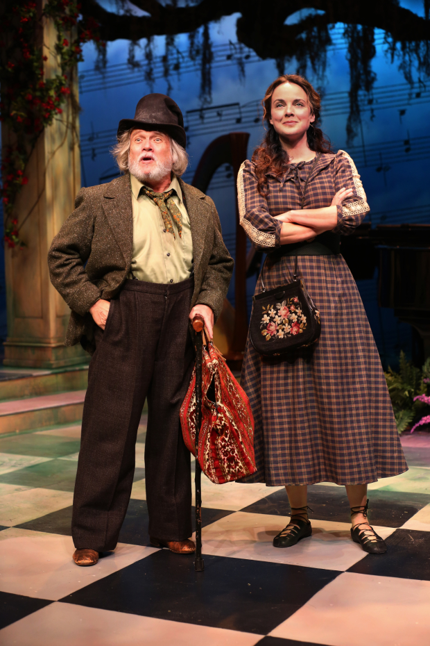 Ken Jennings (Finian) and Melissa Errico (Sharon) in a scene from Finian&#39;s Rainbow, directed by Charlotte Moore, at the Irish Repertory Theatre.