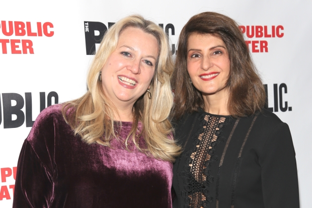 Cheryl Strayed and Nia Vardalos celebrate the opening night of Tiny Beautiful Things at the Public Theater.
