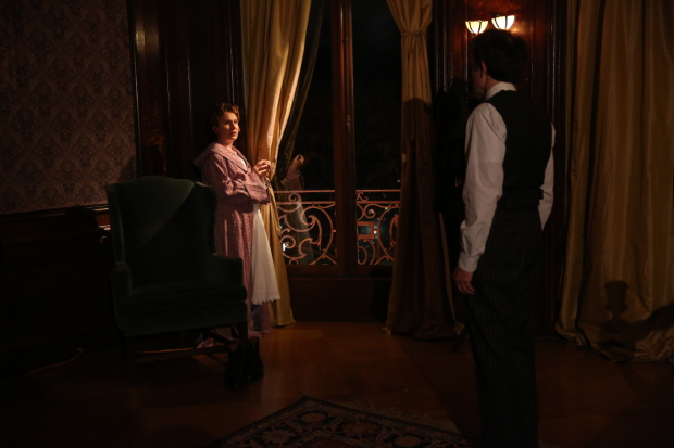 Gretta (Kate Burton) and Gabriel (Boyd Gaines) retreat upstairs for the final scene of The Dead, 1904.