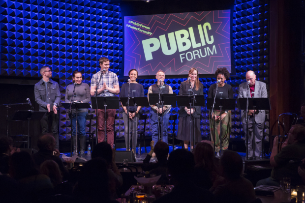 The cast of The Long Christmas Dinner at Joe&#39;s Pub.
