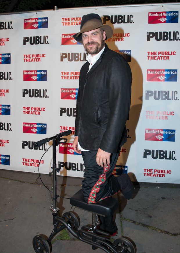 David Harbour arrives at the opening night of Troilus and Cressida.