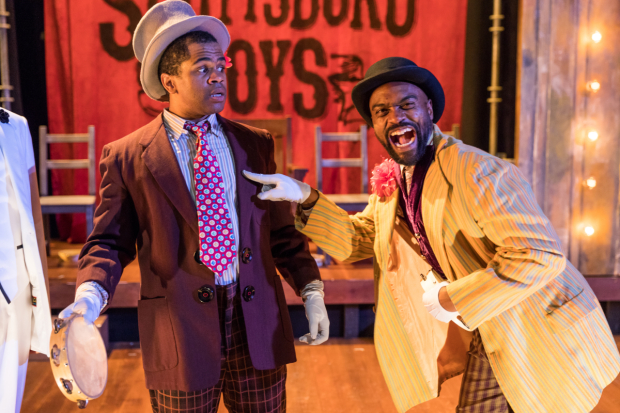 Brandon G. Green and Maurice Emmanuel Parent in The Scottsboro Boys, directed by Paul Daigneault, at SpeakEasy Stage Company.