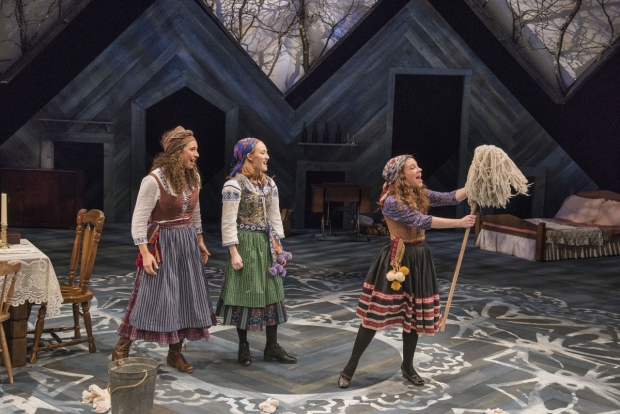Abby Goldfarb, Sarah Oakes Muirhead, and Victoria Britt in Austin Pendleton&#39;s production of Fiddler on the Roof.