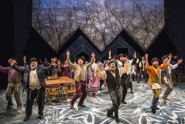 The cast of Fiddler on the Roof takes the stage at New Repertory Theatre.