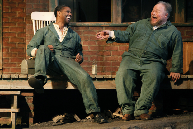 Denzel Washington (Troy Maxson) and Stephen McKinley Henderson (Bono) in Kenny Leon&#39;s 2010 Broadway revival of Fences.