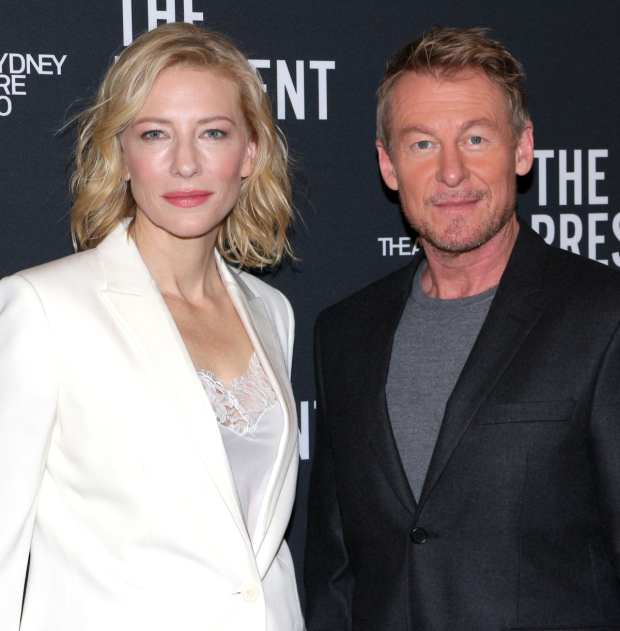 Cate Blanchett and Richard Roxburgh celebrate the opening of The Present this evening at the Barrymore Theatre.