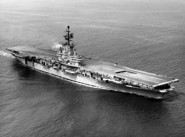 U.S. Navy aircraft carrier USS Intrepid in 1954.