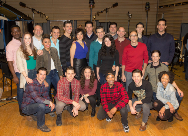 The cast of A Bronx Tale gather at the recording studio.