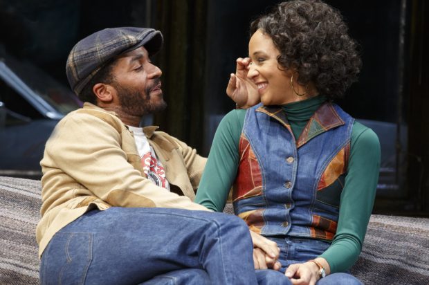 André Holland and Carra Patterson share a scene in August Wilson&#39;s Jitney, directed by Ruben Santiago-Hudson, now in performances on Broadway.