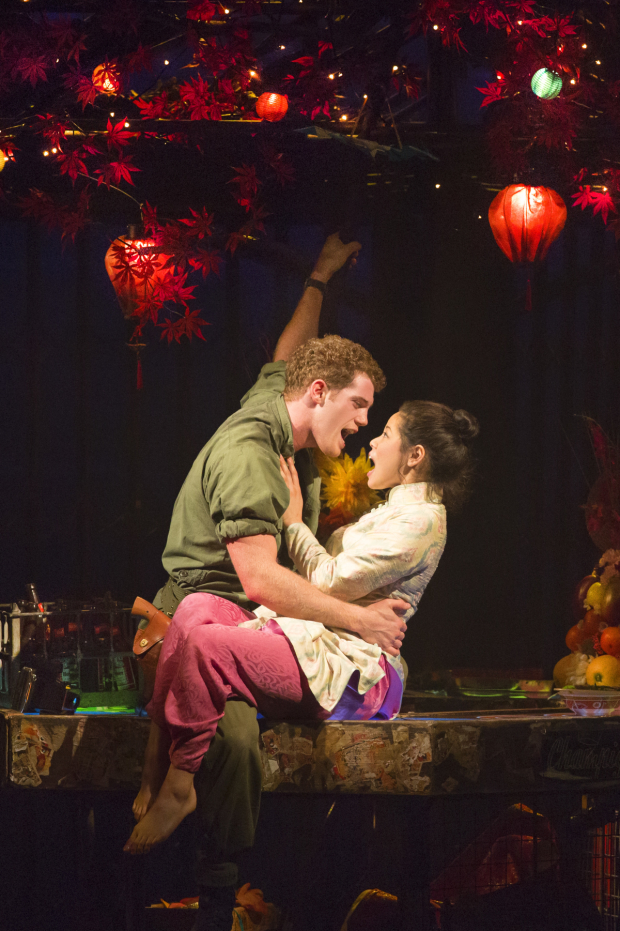 Alistair Brammer as Chris and Eva Noblezada as Kim in the 2014  West End revival of Miss Saigon.