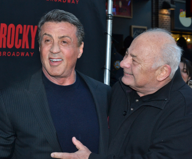 Sylvester Stallone and Burt Young at the 2014 Broadway opening of Rocky.