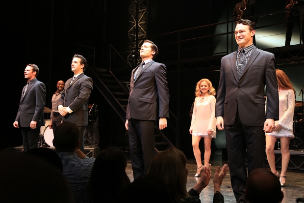 Nicolas Dromard, Mark Ballas, Drew Seeley, and Matt Bogart take their final bow as Broadway&#39;s Jersey Boys.