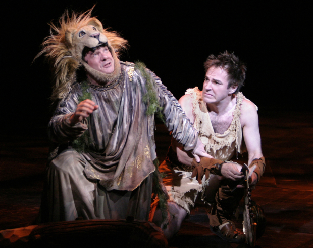 Nathan Lane and Roger Bart in Lincoln Center Theater&#39;s 2004 production of The Frogs, based on Aristophanes play, with music and lyrics by Stephen Sondheim, and choreography and direction by Susan Stroman.