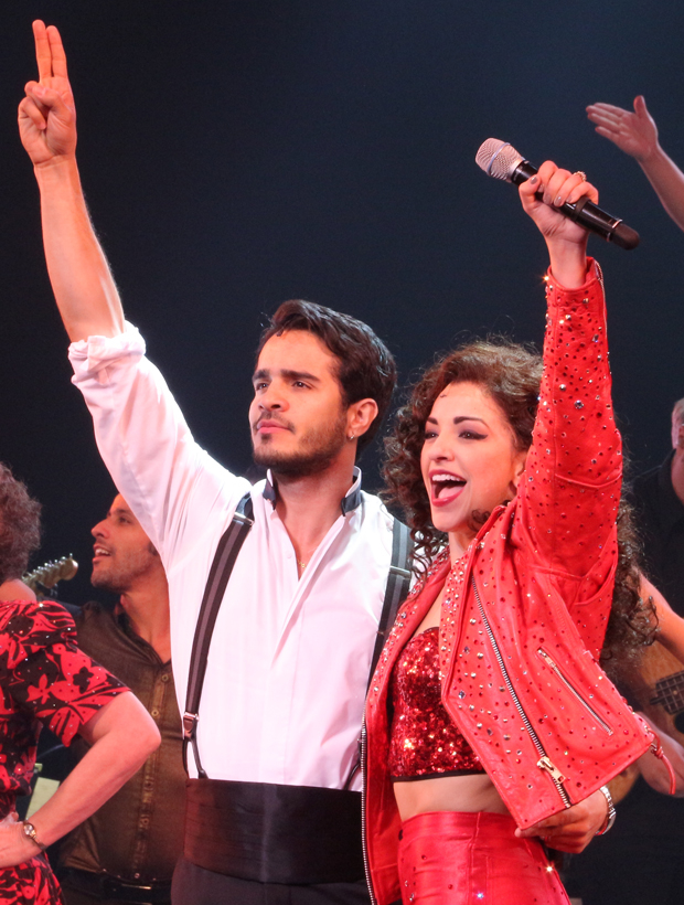 Ektor Rivera and Ana Villafañe during the curtain call of the 500th performance of On Your Feet!