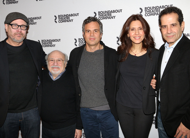 Terry Kinney (left) directs Danny DeVito, Mark Ruffalo, Jessica Hecht, and Tony Shalhoub in The Price.