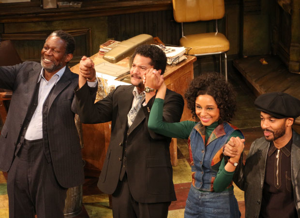 John Douglas Thompson, Brandon Dirden, Carra Patterson, and André Holland take their bow as August Wilson&#39;s Jitney opens on Broadway.