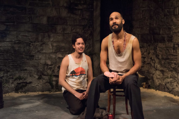 Flaco Navaja and Luis Vega star in Paola Lázaro&#39;s Tell hector I Miss Him, directed by David Mendizábal, at Atlantic Theater Company&#39;s Stage 2.